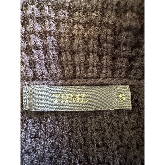 THML Woman Size S Two Tone Knit Poncho Boho Minimalist Lagenlook Coastal Grandma - Picture 10 of 12